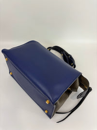 Small Smooth Blue Calfskin Tricolor Ring Bag - Glampot