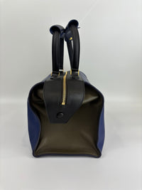 Small Smooth Blue Calfskin Tricolor Ring Bag - Glampot