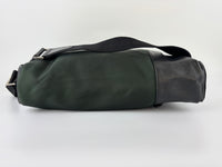 Black Taiga Leather / Green Beluga Messenger Bag - Glampot