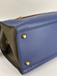 Small Smooth Blue Calfskin Tricolor Ring Bag - Glampot