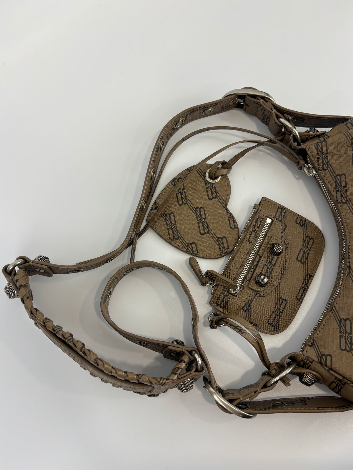 Le Cagole Extra Small Monogram Coated Canvas Shoulder Bag in Brown - Glampot