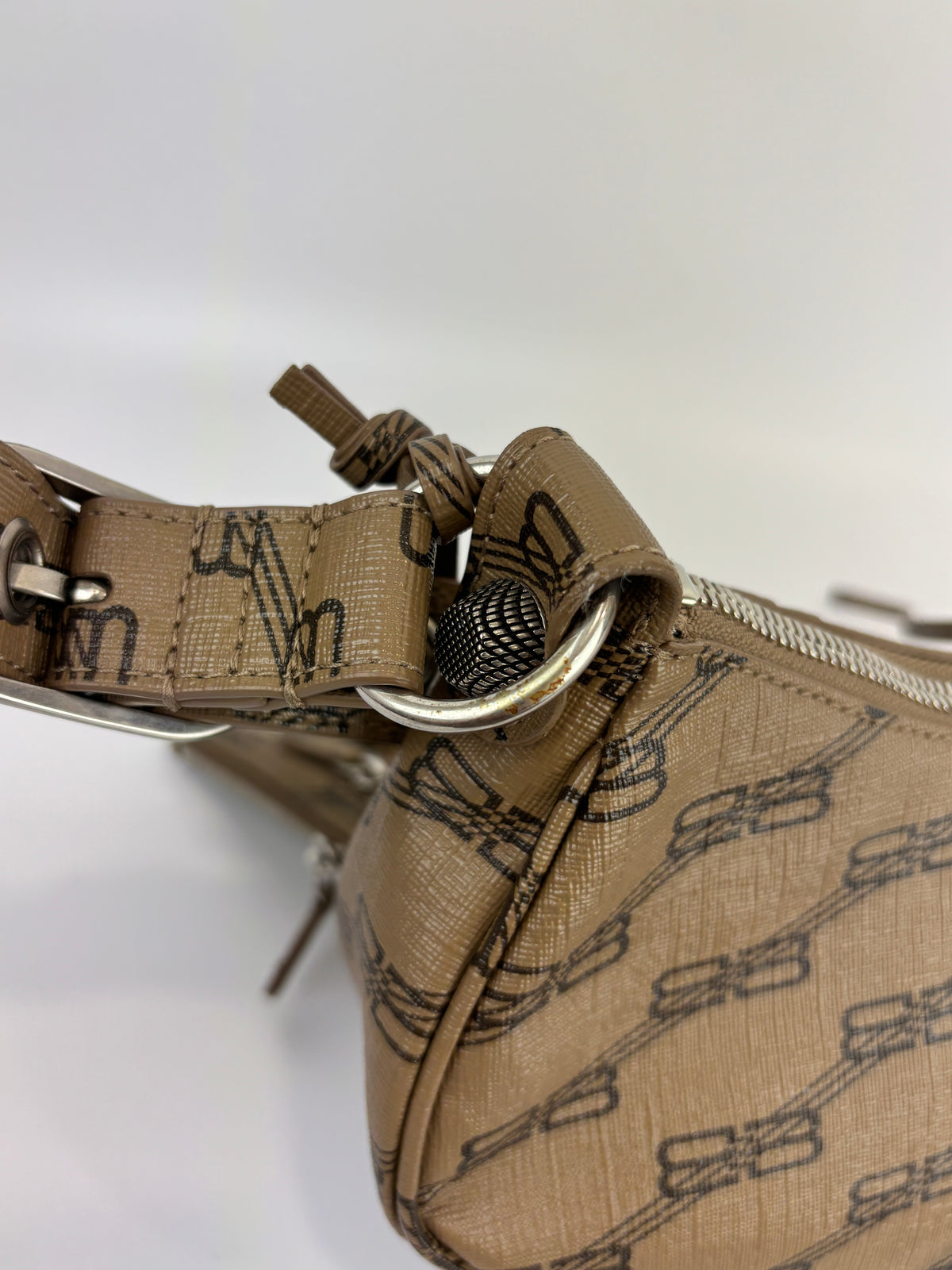 Le Cagole Extra Small Monogram Coated Canvas Shoulder Bag in Brown - Glampot
