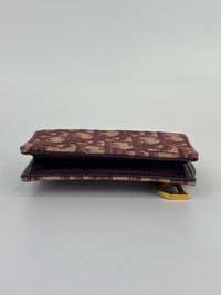 Red Oblique Canvas Saddle Bloom Card Holder Wallet - Glampot