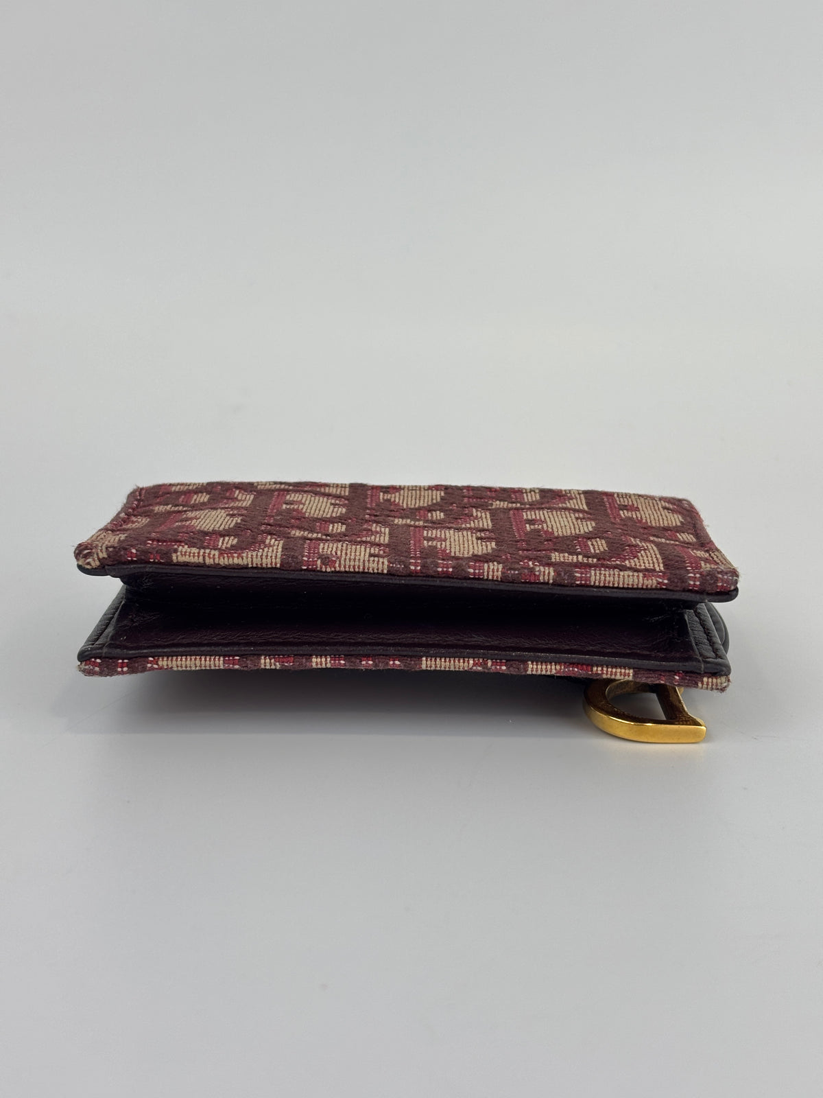 Red Oblique Canvas Saddle Bloom Card Holder Wallet - Glampot