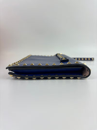 Valentino Garavani Rockstud Clutch in Navy - Glampot