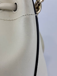 Jimmy Choo Small Bon Bon Leather Bucket Bag in White - Glampot