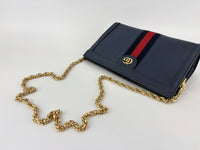 Gucci Ophidia Small Chain GG Web Shoulder Bag in Navy Calfskin - Glampot