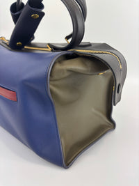 Small Smooth Blue Calfskin Tricolor Ring Bag - Glampot
