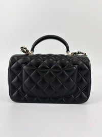 Chanel AS2431 Mini Rectangular Flap Bag with Top Handle in Black Lambskin LGHW - Glampot