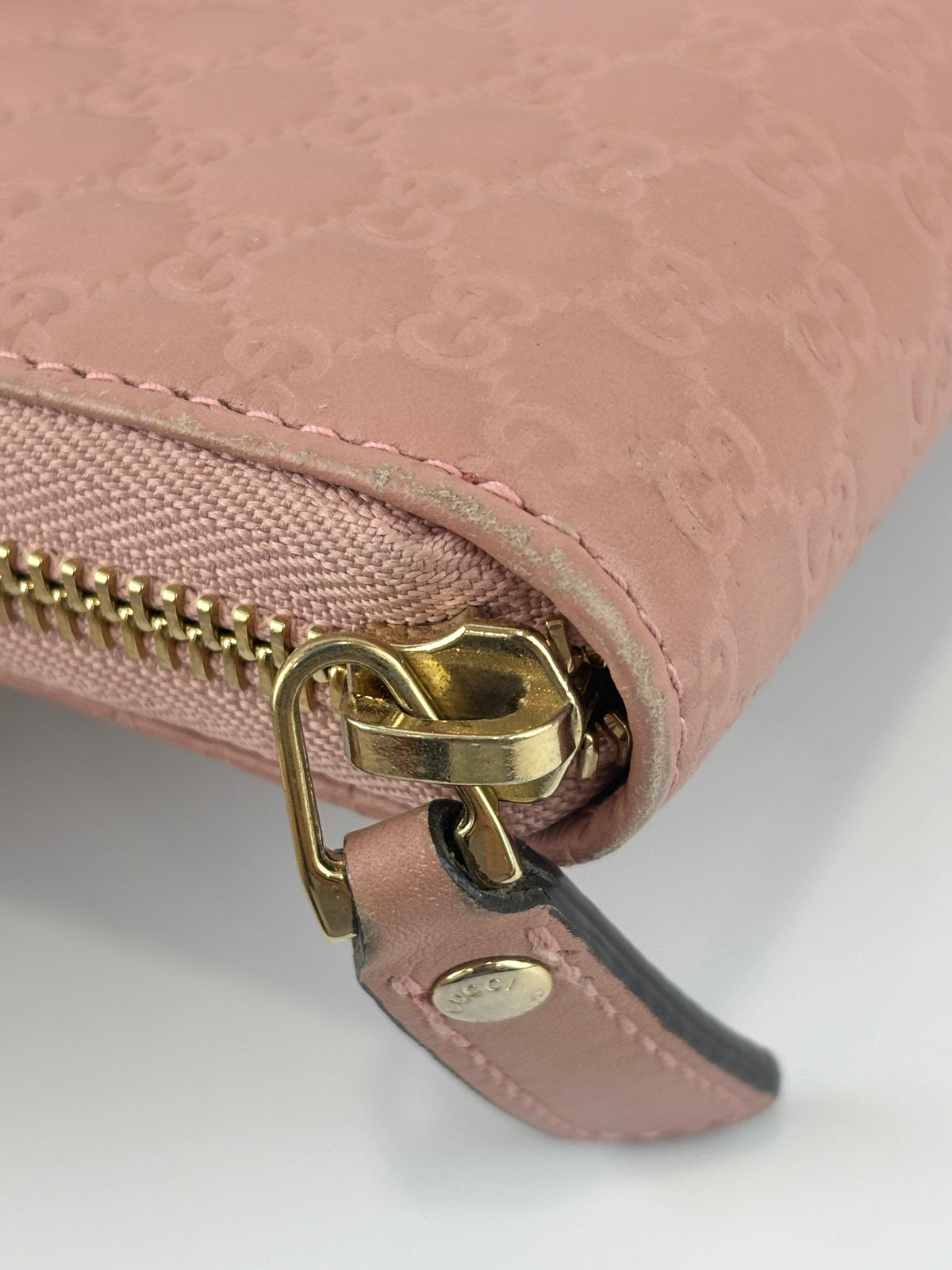 Gucci Microguccissima Zip Around Long Wallet in Dusty Pink - Glampot