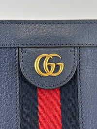 Gucci Ophidia Small Chain GG Web Shoulder Bag in Navy Calfskin - Glampot