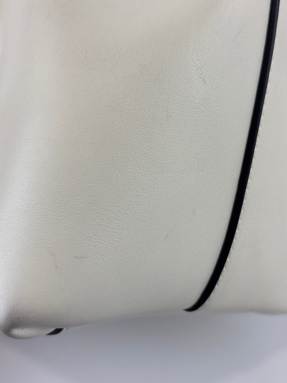 Jimmy Choo Small Bon Bon Leather Bucket Bag in White - Glampot