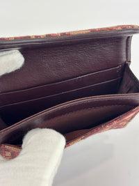 Red Oblique Canvas Saddle Bloom Card Holder Wallet - Glampot