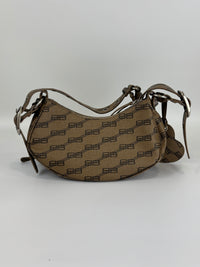 Le Cagole Extra Small Monogram Coated Canvas Shoulder Bag in Brown - Glampot