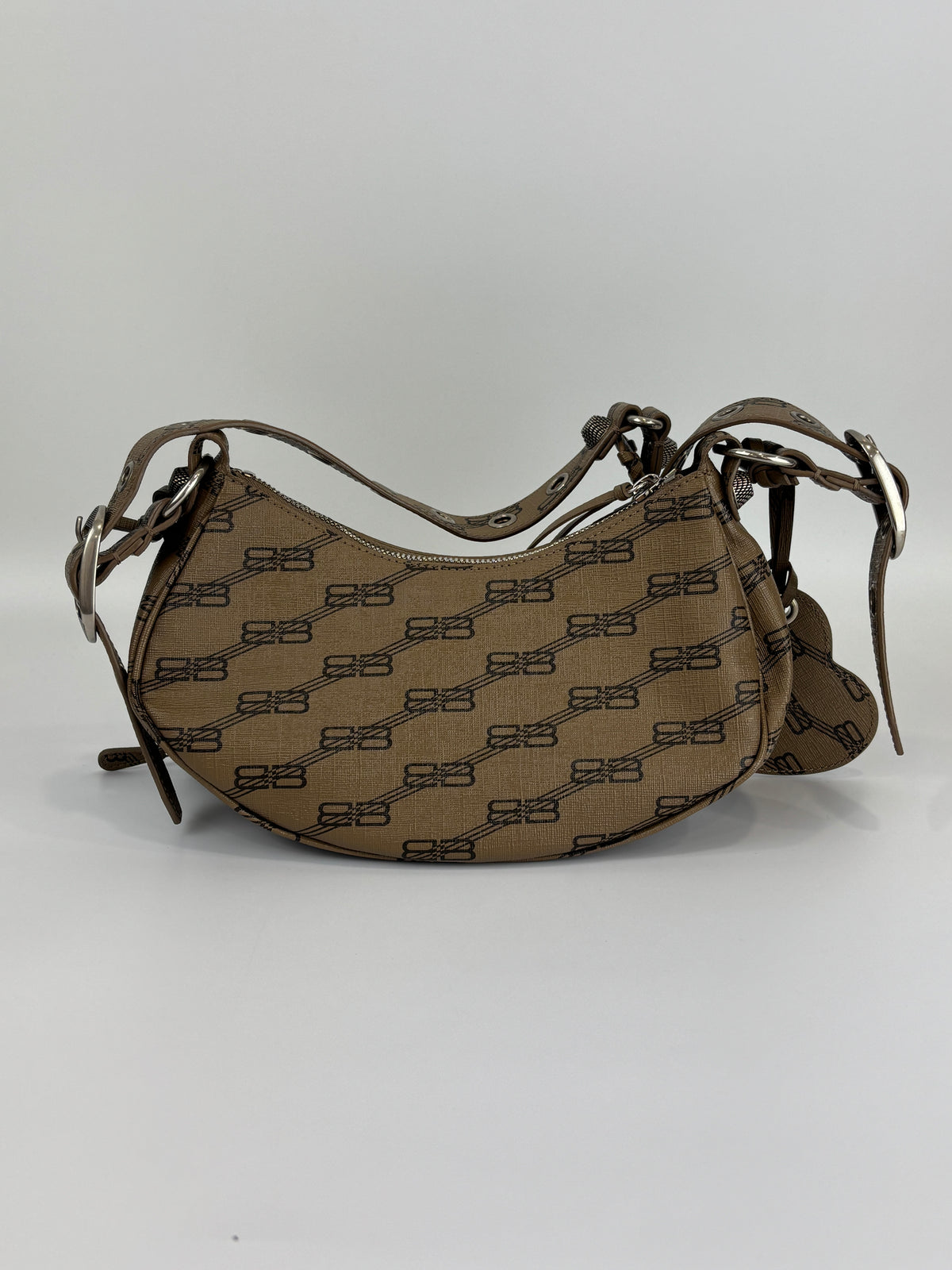 Le Cagole Extra Small Monogram Coated Canvas Shoulder Bag in Brown - Glampot
