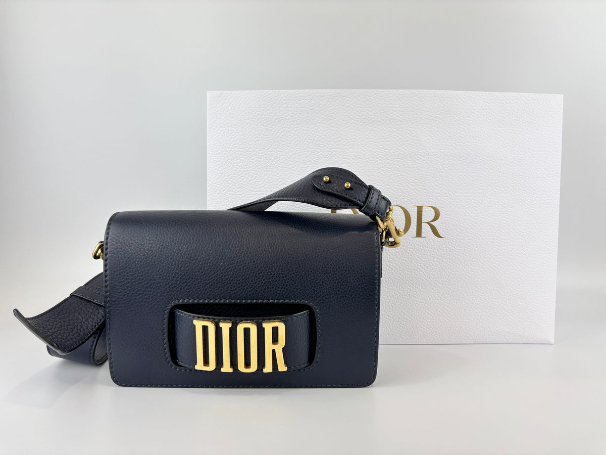 Dior Dio(r)evolution Flap Bag in Navy Calfskin GHW - Glampot