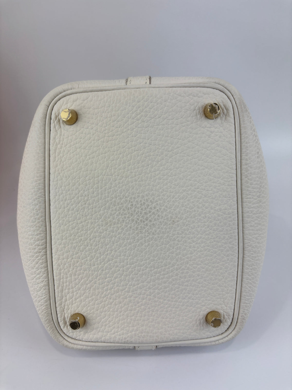 Hermès New White Picotin 18 Clemence Leather Gold Hardware - Glampot