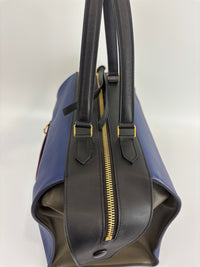 Small Smooth Blue Calfskin Tricolor Ring Bag - Glampot