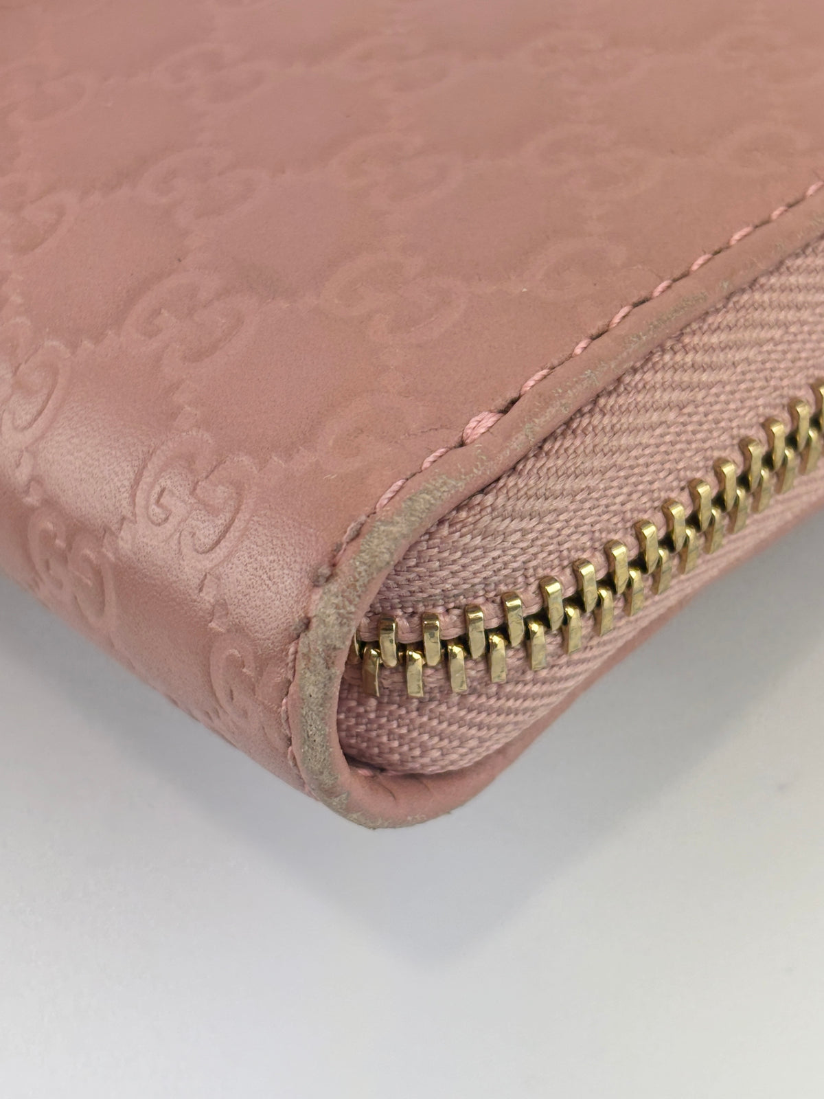 Gucci Microguccissima Zip Around Long Wallet in Dusty Pink - Glampot
