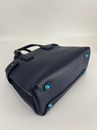 Small Banner Tote in Navy Blue - Glampot