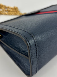 Gucci Ophidia Small Chain GG Web Shoulder Bag in Navy Calfskin - Glampot