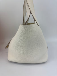 Hermès New White Picotin 18 Clemence Leather Gold Hardware - Glampot
