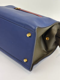 Small Smooth Blue Calfskin Tricolor Ring Bag - Glampot