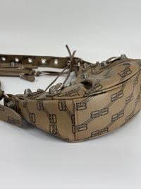 Le Cagole Extra Small Monogram Coated Canvas Shoulder Bag in Brown - Glampot