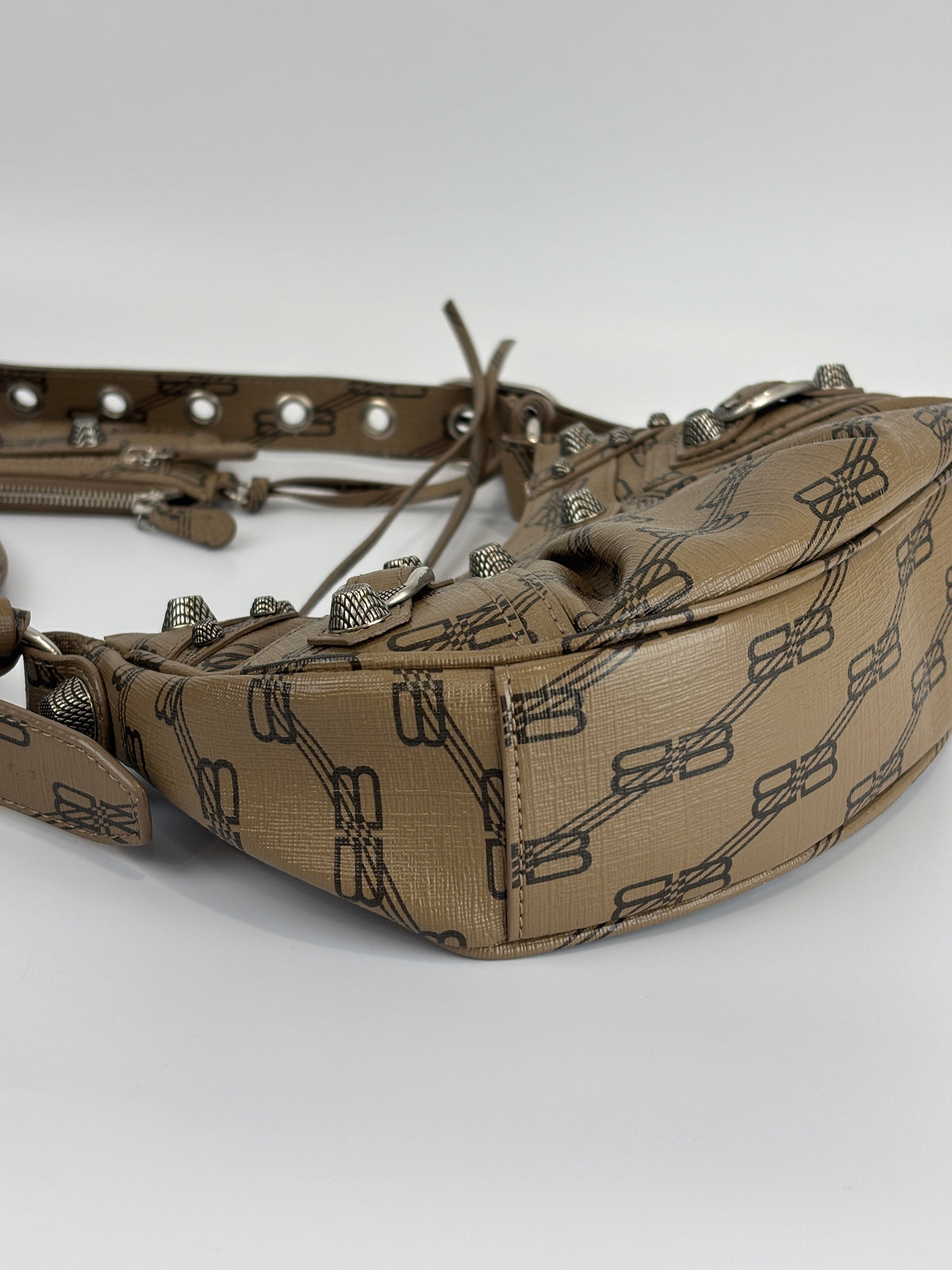 Le Cagole Extra Small Monogram Coated Canvas Shoulder Bag in Brown - Glampot