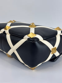 Roman Stud Chain Bag Black / White - Glampot