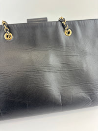Salvatore Ferragamo Vara Ribbon Chain Shoulder Tote in Black - Glampot