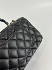 Chanel AS2431 Mini Rectangular Flap Bag with Top Handle in Black Lambskin LGHW - Glampot
