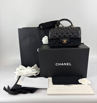 Chanel AS2431 Mini Rectangular Flap Bag with Top Handle in Black Lambskin LGHW - Glampot