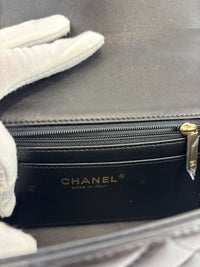 Chanel AS2431 Mini Rectangular Flap Bag with Top Handle in Black Lambskin LGHW - Glampot