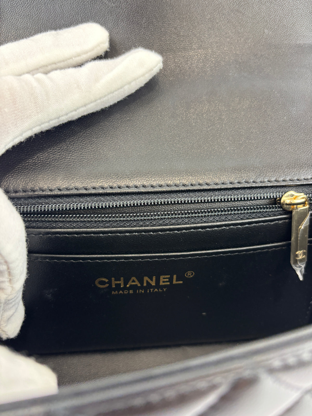 Chanel AS2431 Mini Rectangular Flap Bag with Top Handle in Black Lambskin LGHW - Glampot