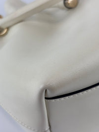 Jimmy Choo Small Bon Bon Leather Bucket Bag in White - Glampot