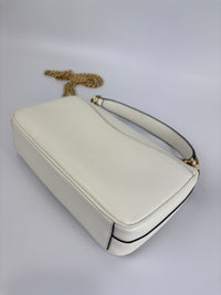 1BD1963 Bianco Saffiano Flap Shoulder Bag - Glampot