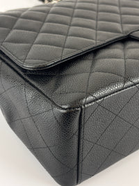 Maxi Classic Double Flap Bag Black Caviar Leather SHW - Glampot