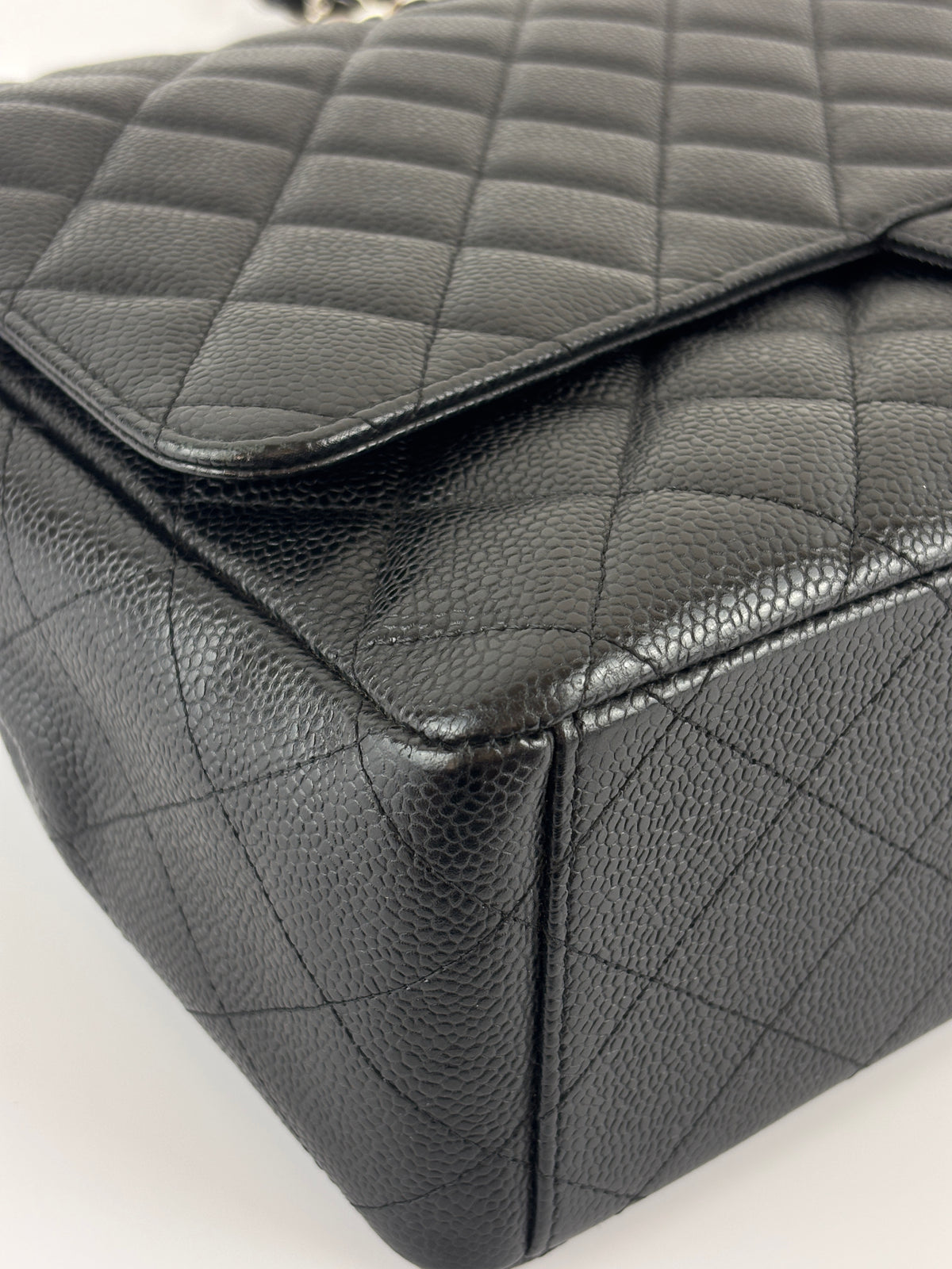 Maxi Classic Double Flap Bag Black Caviar Leather SHW - Glampot