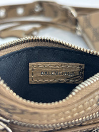 Le Cagole Extra Small Monogram Coated Canvas Shoulder Bag in Brown - Glampot