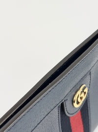 Gucci Ophidia Small Chain GG Web Shoulder Bag in Navy Calfskin - Glampot