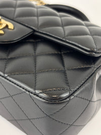 Chanel AS2431 Mini Rectangular Flap Bag with Top Handle in Black Lambskin LGHW - Glampot