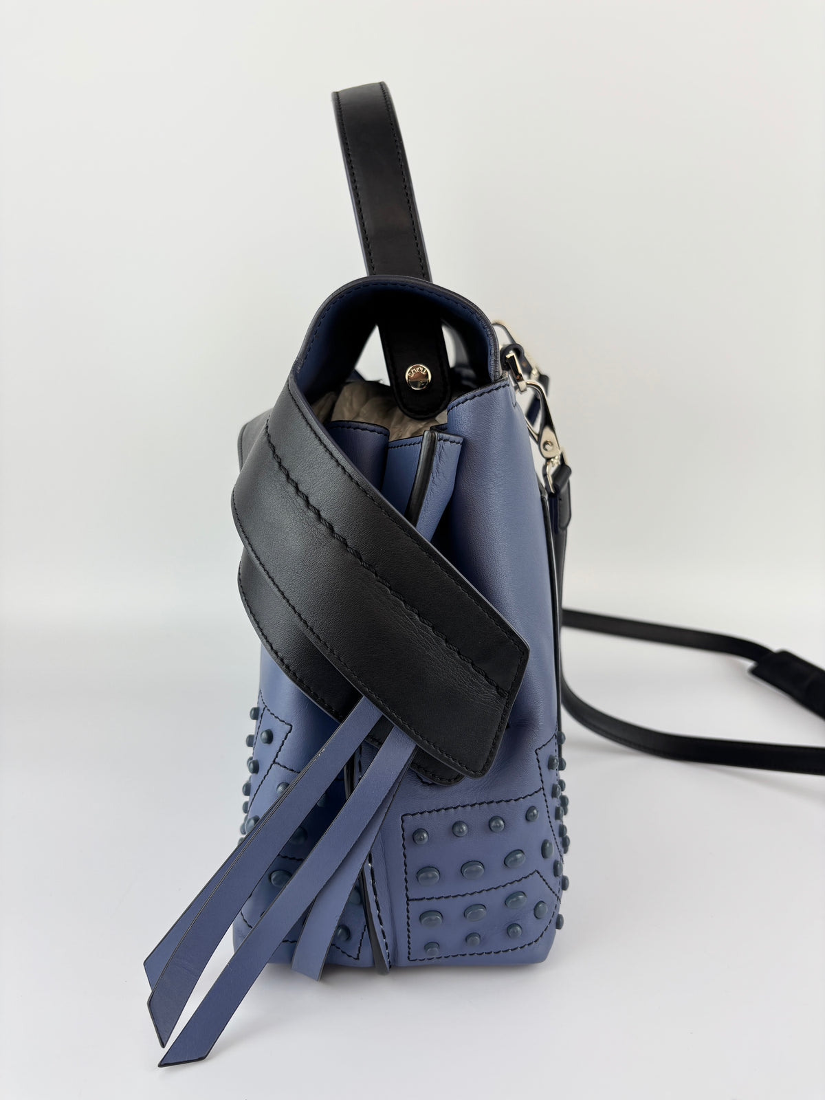 Black / Blue Calf Leather Medium Wave Bag - Glampot
