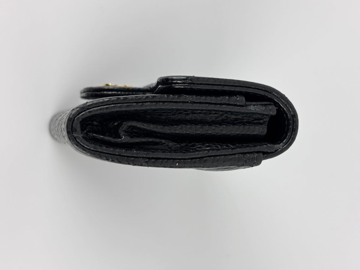 AP0212 Classic Flap Card Holder in Black Caviar GHW - Glampot