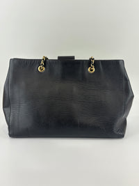 Salvatore Ferragamo Vara Ribbon Chain Shoulder Tote in Black - Glampot