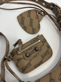 Le Cagole Extra Small Monogram Coated Canvas Shoulder Bag in Brown - Glampot