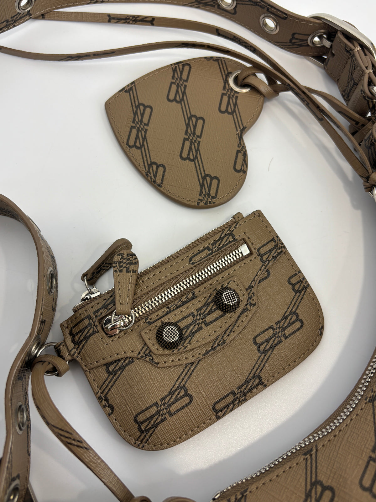 Le Cagole Extra Small Monogram Coated Canvas Shoulder Bag in Brown - Glampot