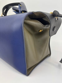 Small Smooth Blue Calfskin Tricolor Ring Bag - Glampot