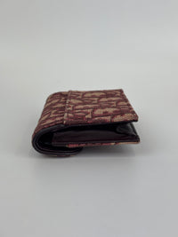 Red Oblique Canvas Saddle Bloom Card Holder Wallet - Glampot