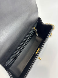 Chanel AS2431 Mini Rectangular Flap Bag with Top Handle in Black Lambskin LGHW - Glampot